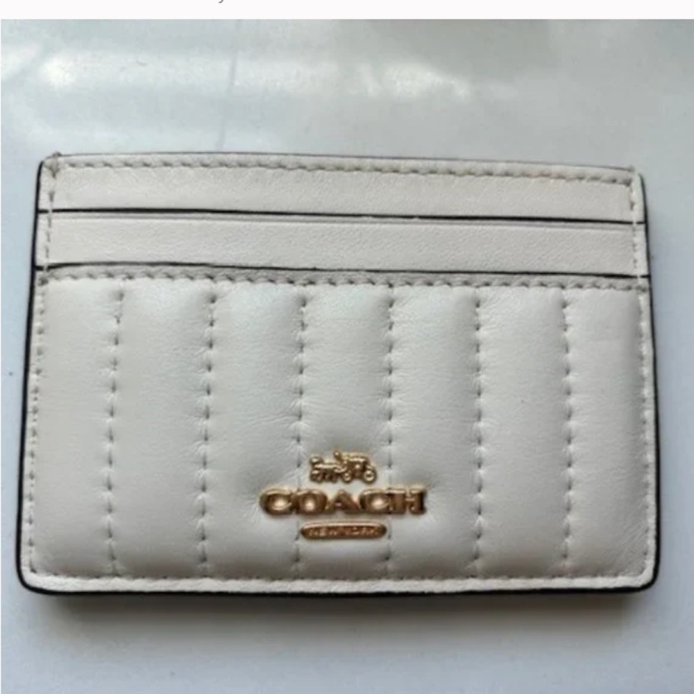 Coach Quilted Card Case - Cream - Puffy